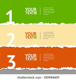 Torn Paper with Ripped Edges and Text. Part of the report.  Vector illustration