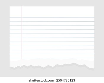Torn paper, Ripped lined notebook paper sheet