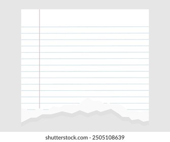 Torn paper, Ripped lined notebook paper sheet