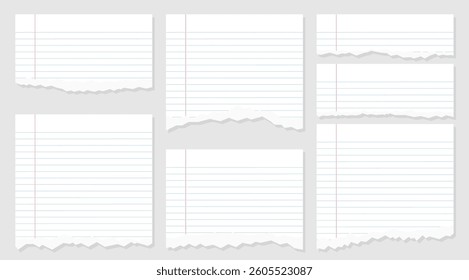 Torn paper, Ripped lined notebook paper sheet