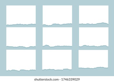 torn paper ripped sheets set of nine