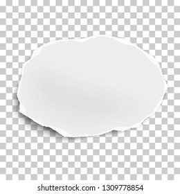 Torn paper scrap of oval shape isolated on transparent background. Vector illustration.