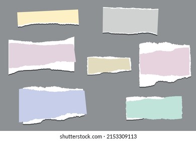 Torn paper. Torn paper scraps with shadows. Paper pieces isolated. Vector illustration. Ripped paper strips