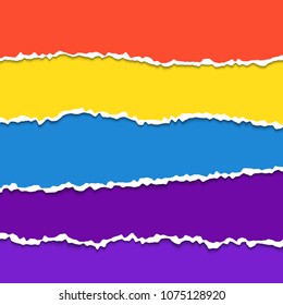 Torn paper set. Colorful template for banner. Vector illustration.