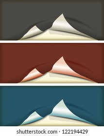 Torn Paper Set/ Illustration of a set of grey, red and blue torn paper background with shadow