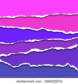 Torn paper set, realistic vector template for banner and print