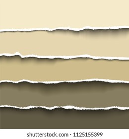 Torn paper set, realistic vector template for banner and banners. Craft paper strips