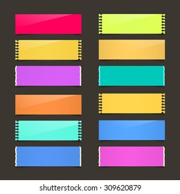 Torn Paper Set - Vector Colorful Papers on Dark Background