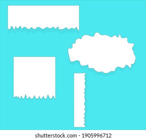 torn paper with shadow on blue background 