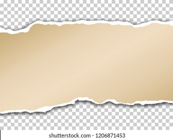 Torn paper with shadow on transparent background. Vector realistic ripped paper note