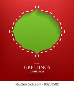 Torn paper in the shape of Christmas Frame. Vector Label for holiday design