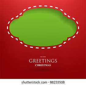 Torn paper in the shape of Christmas Frame. Vector Label for holiday design