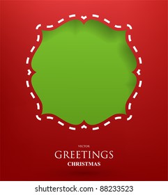 Torn paper in the shape of Christmas Frame. Vector Label for holiday design