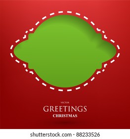 Torn paper in the shape of Christmas Frame. Vector Label for holiday design
