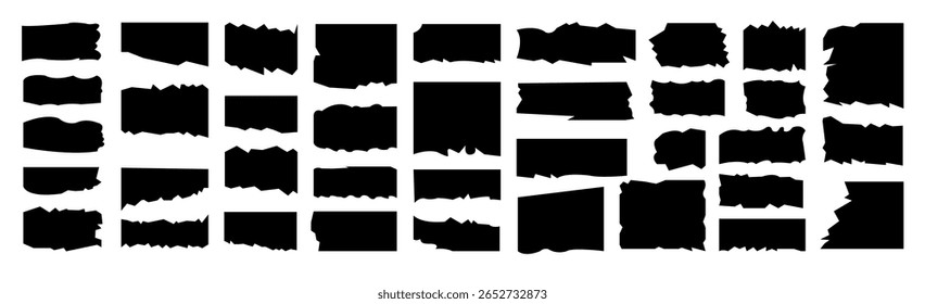 Formas de papel rasgado preto Irregular rasgado bordas Elementos de design