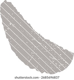 A torn paper sheet with horizontal lines and rough edges in a cartoon style. The illustration depicts a ripped page fragment featuring parallel stripes and jagged borders. Cartoon vector illustration.