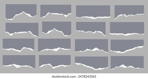 Zerrissenes Papierblatt isolierte Illustration Hintergrund Set