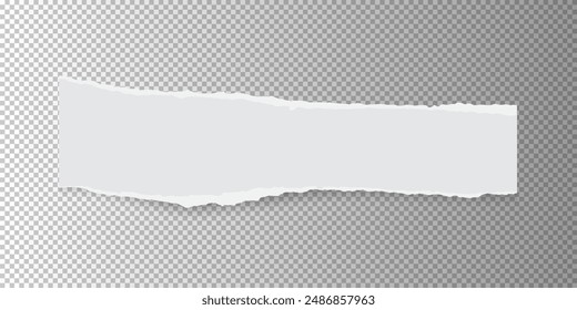 Torn paper sheet with ripped edges on a transparent background. Scrapbook edge, notebook tear, blank page split vector illustration. Damaged letter, document mockup, newspaper cutout.
