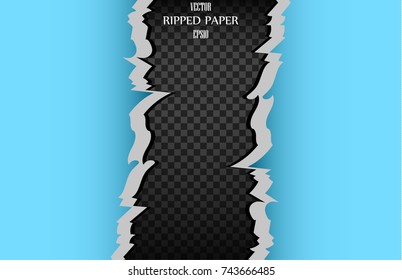Torn paper sheet, ripped paper edges isolated on transparent background . Vector EPS10 illustration.