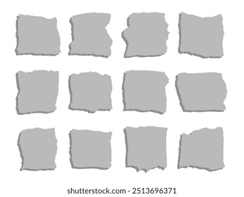 Paquetes de hojas de papel rotas. Conjunto de notas y etiquetas extraídas. Diseños de elementos de scrapbook de rectángulo.