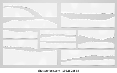 Torn Paper Sheets. Rip Papers, Ripped Note Blank Piece. Notebook Strip With Tattered Edge, Cardboard Pages. Recent Vector Elements Scrapbooking Set