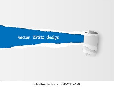 Torn Paper with space for text with blue
 background.
