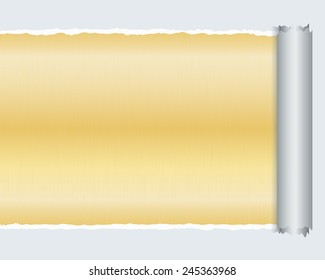 Torn Paper with space for text with gold metallic background,Vector illustrator