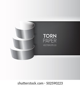 Torn Paper with space for text on a black background. Vector template for your design.