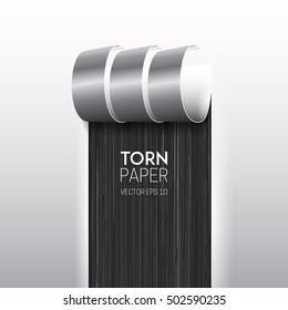 Torn Paper with space for text on a black background. Vector template for your design.