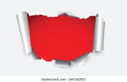 Torn paper with space for text over the red background
