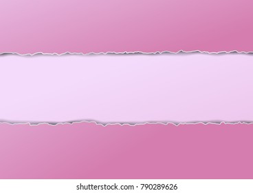 Torn Paper with space for text with pink background, Vector