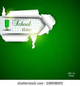 Torn paper with space for text. School time
