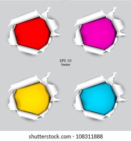 Torn paper with space for text. Vector set