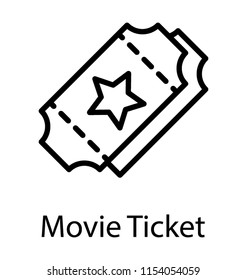 
A torn paper with star on it, movie ticket icon 
