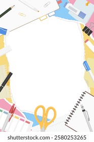 Torn Paper and Stationery Background Frame, Vertical