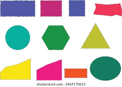 torn paper stickers set in different shape