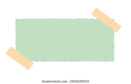 Notas pegajosas de papel desgastado simple ilustración vectorial de estilo plano dibujado a mano, piezas de papel desgarradas con cinta adhesiva washi, páginas de cuadernos de diferentes tamaños estilo vintage
