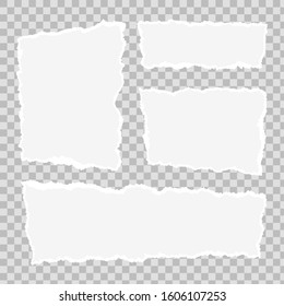 Torn paper stripes. Ripped squared horizontal paper strips for text or message. Vector illustration.