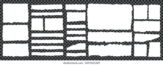 torn paper strips and jagged rectangles for collage, labels, banners
