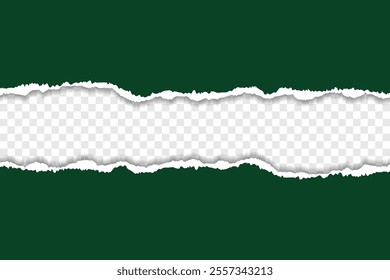 Torn Paper Strips with Natural Rough Edges and Shadows on Transparent Background