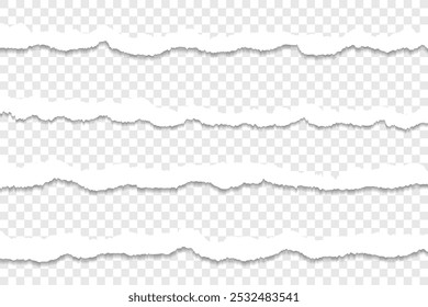 Torn paper strips on transparent background
