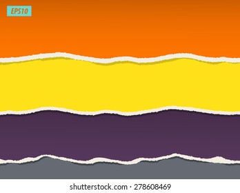 Torn paper strips with space for your text. Vector EPS10 illustration. Design elements - colored paper with ripped edges