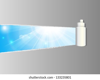 Torn paper with sunny rays