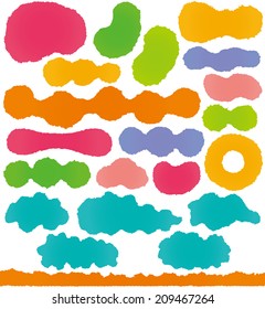 torn paper tags. colorful labels.