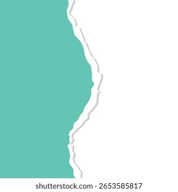 Torn paper texture on square transparent background with fresh green color for banner and poster