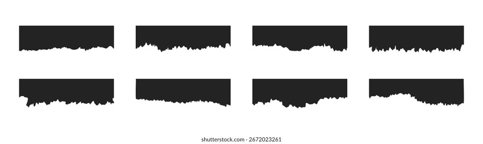 Textura de papel rasgado, conjunto vetorial rasgado, fundo grunge, elemento scrapbook, rótulo de manchete, forma abstrata, colagem vintage, borda irregular, elemento isolado no fundo transparente