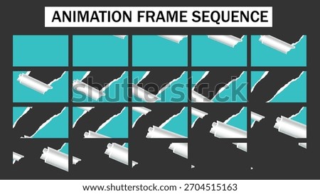 Torn Paper Transition Animation Frame Sequence - Rolled-Up Page Reveal Effect