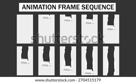 Torn Paper Transition Animation Frame Sequence - Rolled-Up Page Reveal Effect