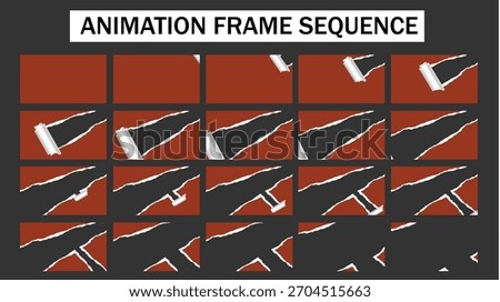 Torn Paper Transition Animation Frame Sequence - Rolled-Up Page Reveal Effect