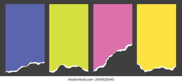 Torn paper vector background with edge cutout by frame, sheet or scrapbook design. Rip lines for notebook or newspaper page in grunge style. Abstract textured illustration perfect for creative collage